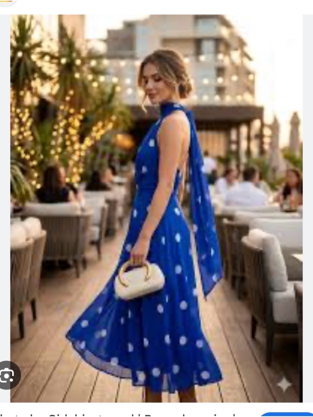 Zara Royal Blue Polka Dot Halter Midi Dress - Picture 2 of 6